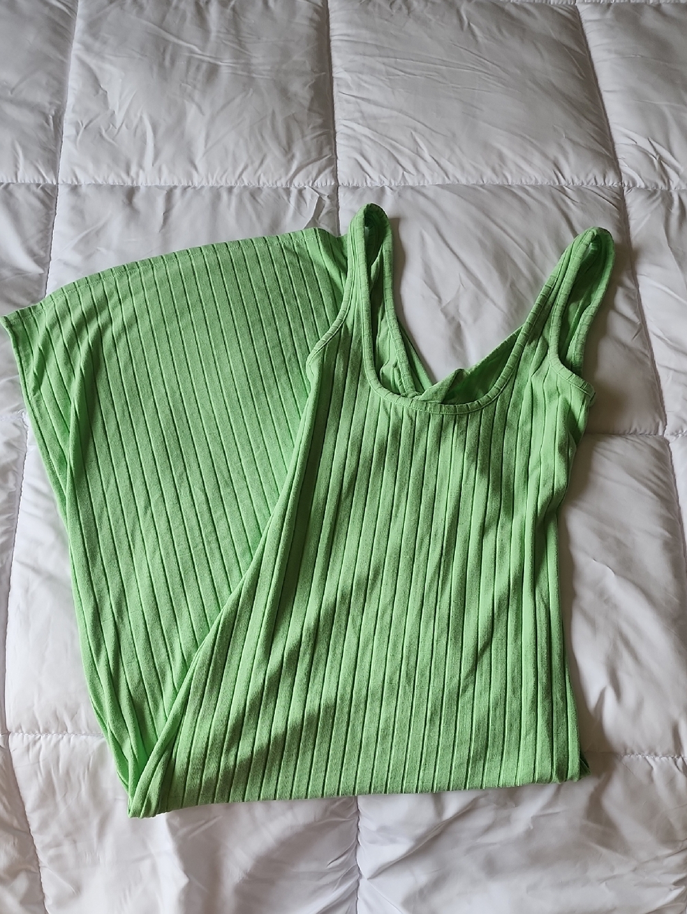 Billabong Green Ribbed Bodycon Reversible Maxi Dress With Side Slit